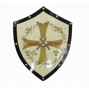 MEDIEVAL ROYAL KNIGHT CRUSADER SHIELD W GOLD CROSS